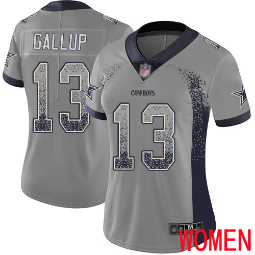 Women Dallas Cowboys Limited Gray Michael Gallup #13 Rush Drift Fashion NFL Jersey